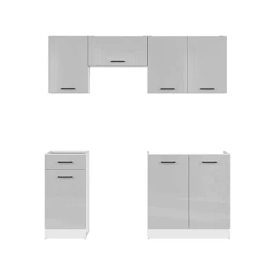 Modular kitchen JUNONA LINE 180 BBL BRW light gray gloss